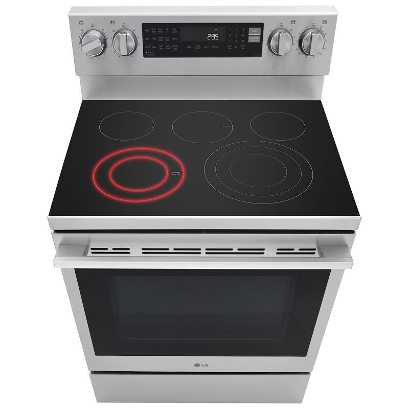 LG LREN6325XE 30 in. 6.3 cu. ft. Smart Air-Fry True European Convection Electric Range with Radiant Burners - PrintProof Stainless Steel