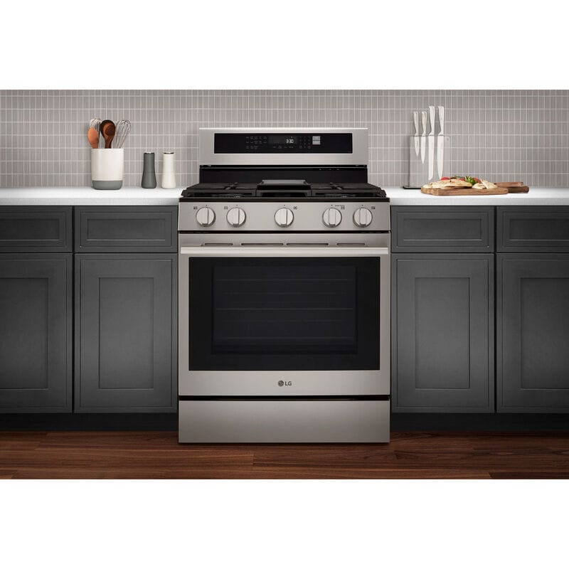 LG LRGN6325X 30 in. 6.3 cu. ft. Smart Air-Fry True European Convection Gas Range with 5 Sealed Burners & Griddle - PrintProof Stainless Steel