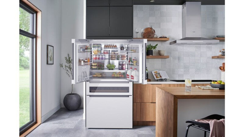 800 Series French Door Bottom Mount Refrigerator, Glass door 36" White - (B36CL81ENW) - BOSCH