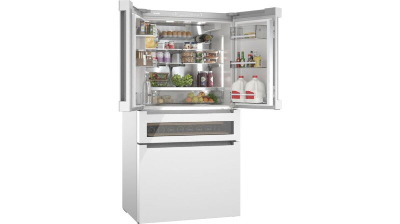 800 Series French Door Bottom Mount Refrigerator, Glass door 36" White - (B36CL81ENW) - BOSCH