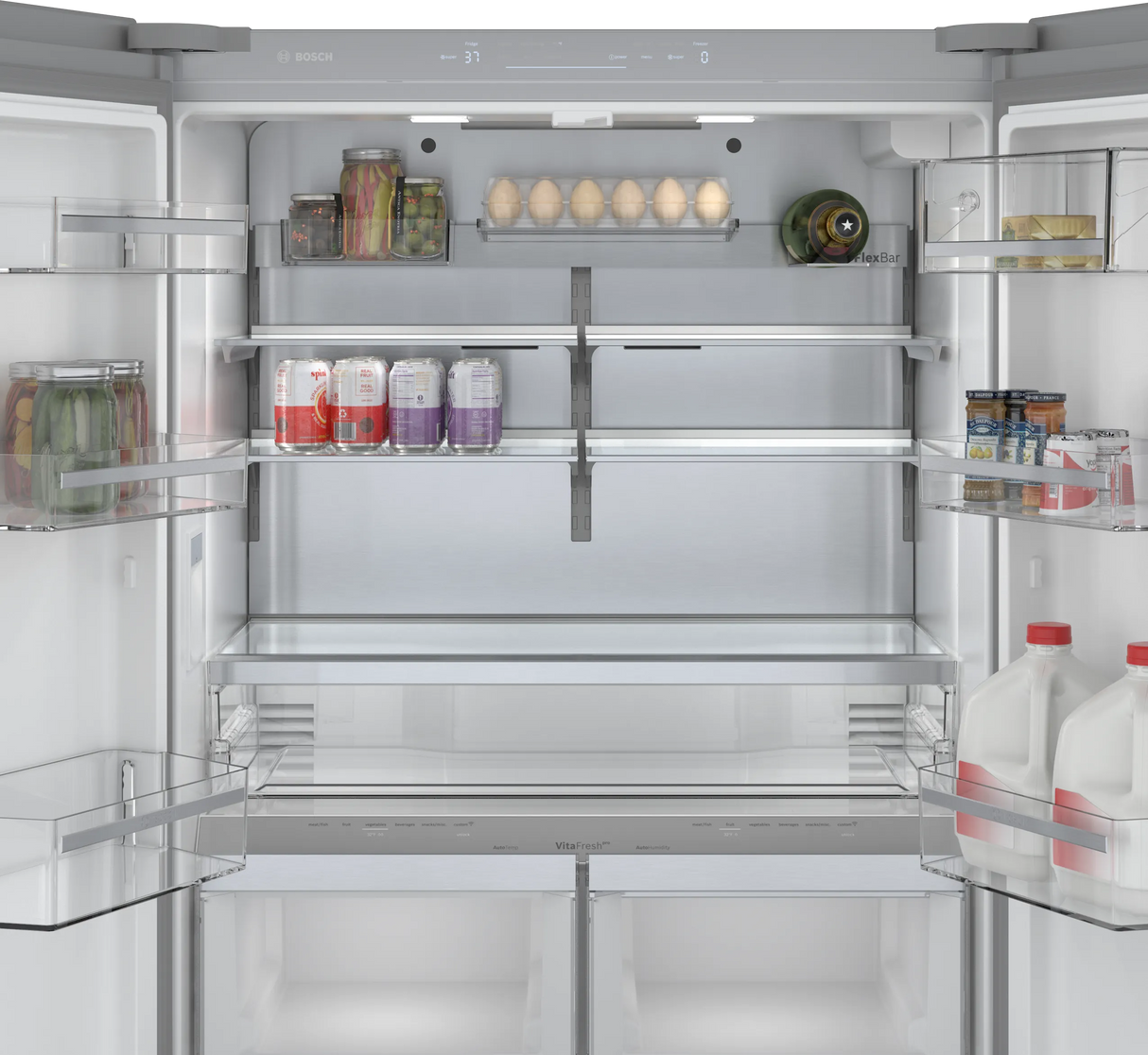 800 Series French Door Bottom Mount Refrigerator 36" Stainless steel (with anti-fingerprint) - (B36CT80SNS) - BOSCH