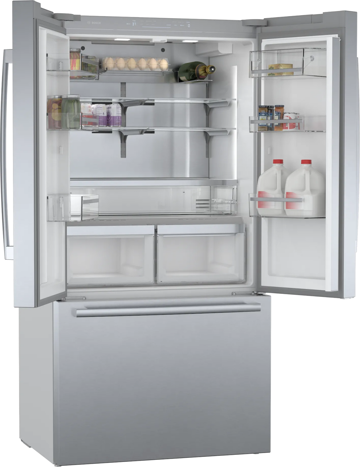 800 Series French Door Bottom Mount Refrigerator 36" Stainless steel (with anti-fingerprint) - (B36CT80SNS) - BOSCH