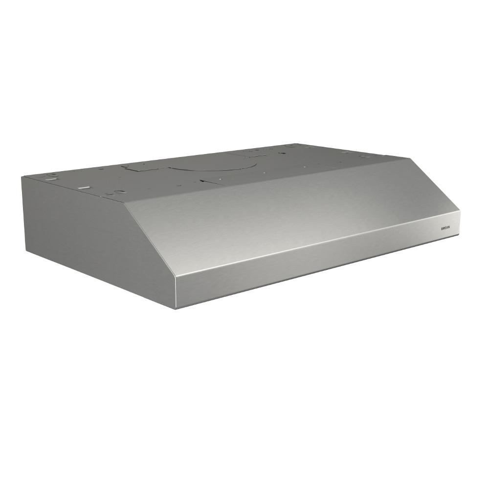 Broan BCSD142SS Glacier range hood, underside showing mesh filters