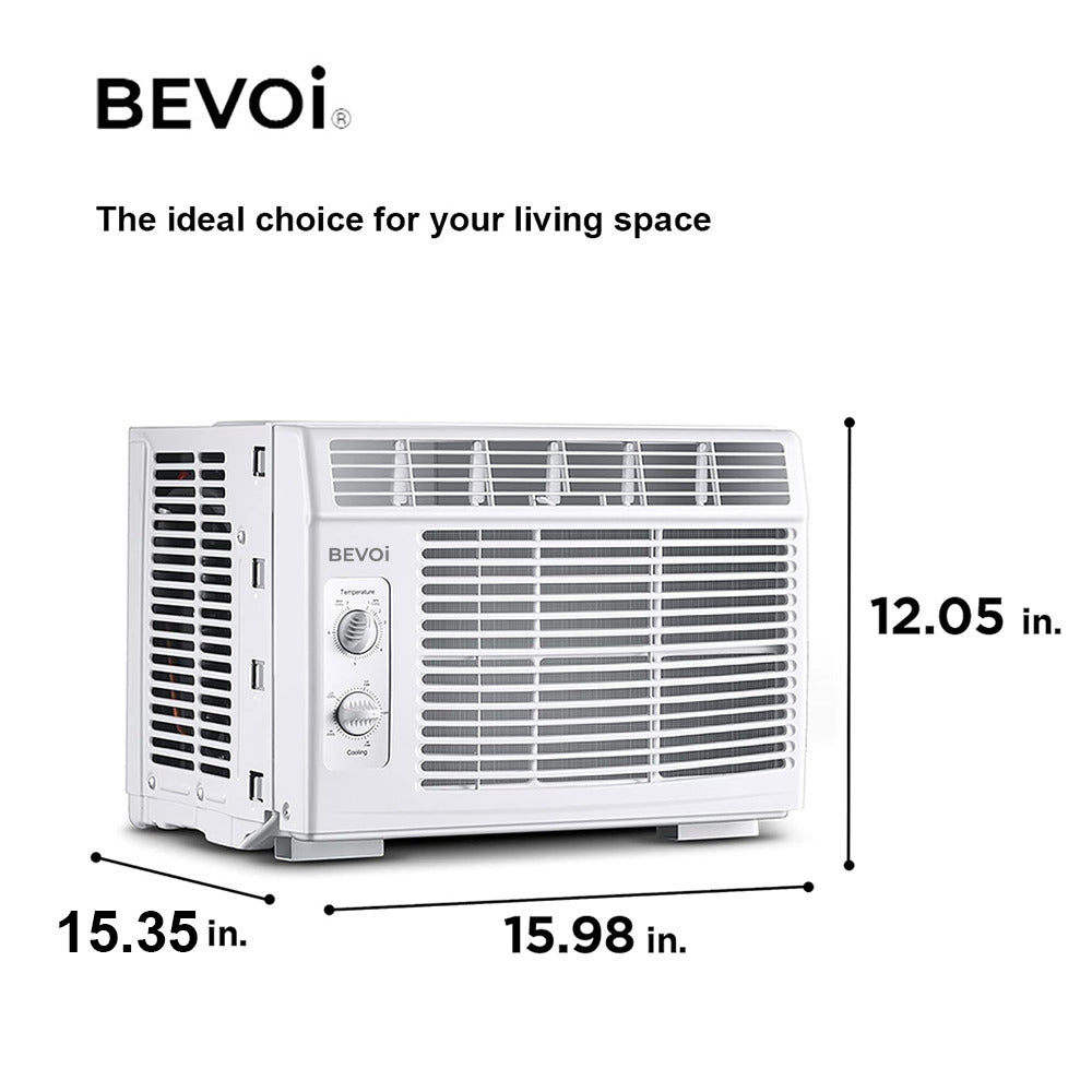 Bevoi 5,000 BTU Window Air Conditioner with Remote BEV05WiNMiD | 115V 15A in White
