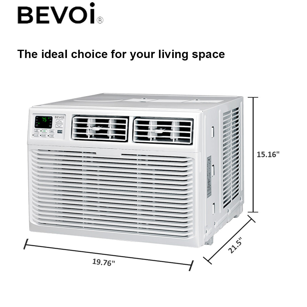 Bevoi BEV12WiNHFMID 12,000 BTU Window Air Conditioner Heat and Cool 220V 20A in White