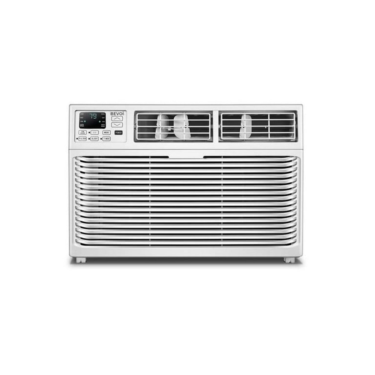 Front view of Bevoi BEV25WiNHF 23,200 BTU window air conditioner with heat in white