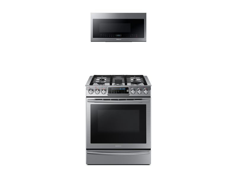 Slide-In Gas Range with True Convection + Over-the-Range Microwave - (BNDL1580226174992)