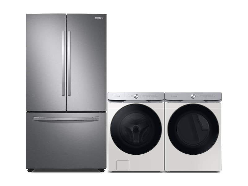 3-Door French Door Refrigerator, AI Powered Smart Dial Front Load Washer and AI Powered Smart Dial and Super Speed Dry Dryer package - (BNDL1629229376428)