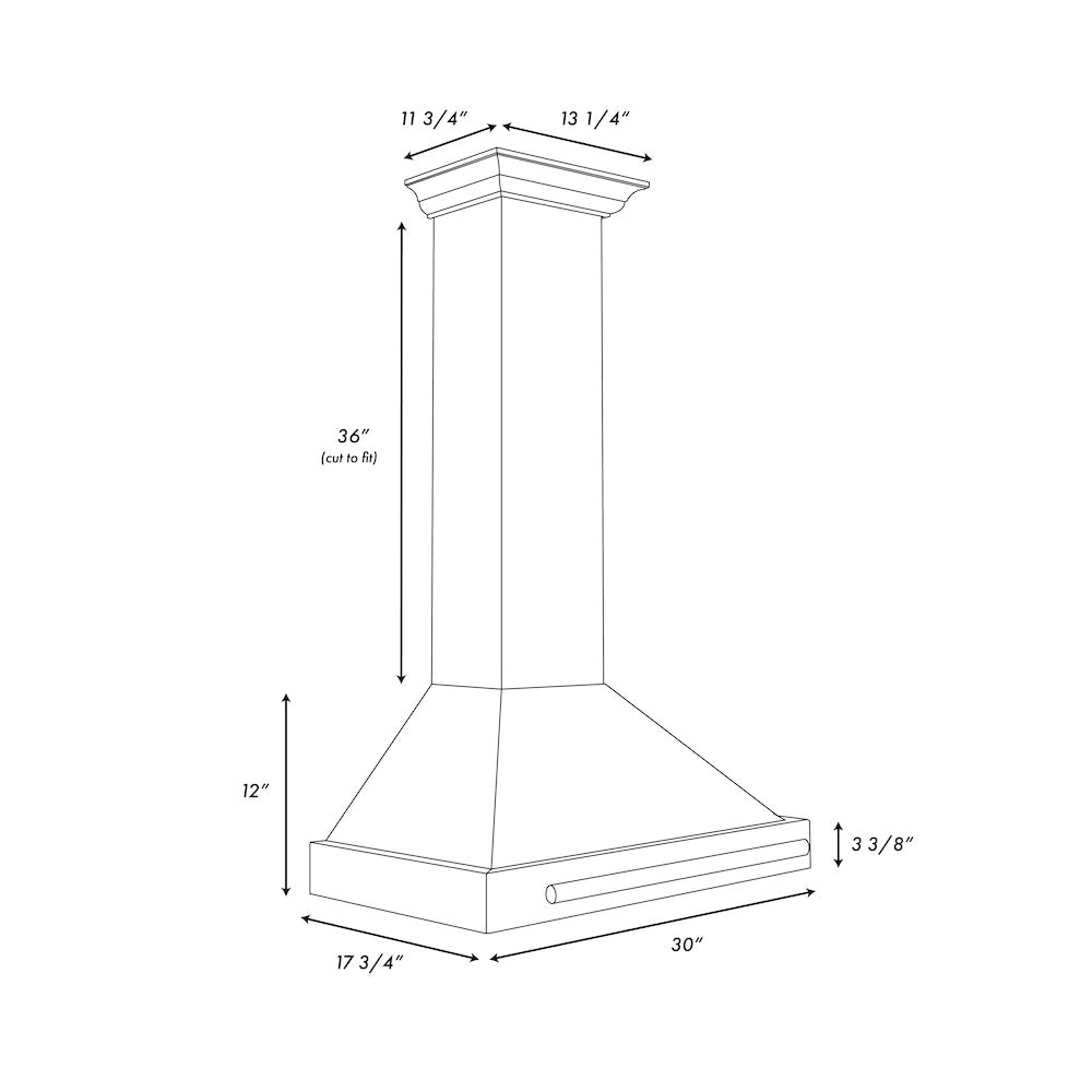 ZLINE 30 in. Convertible Black Stainless Steel Wall Mount Range Hood With Black Stainless Steel Handle (BSKB4X-30) - (BSKB4X30) -