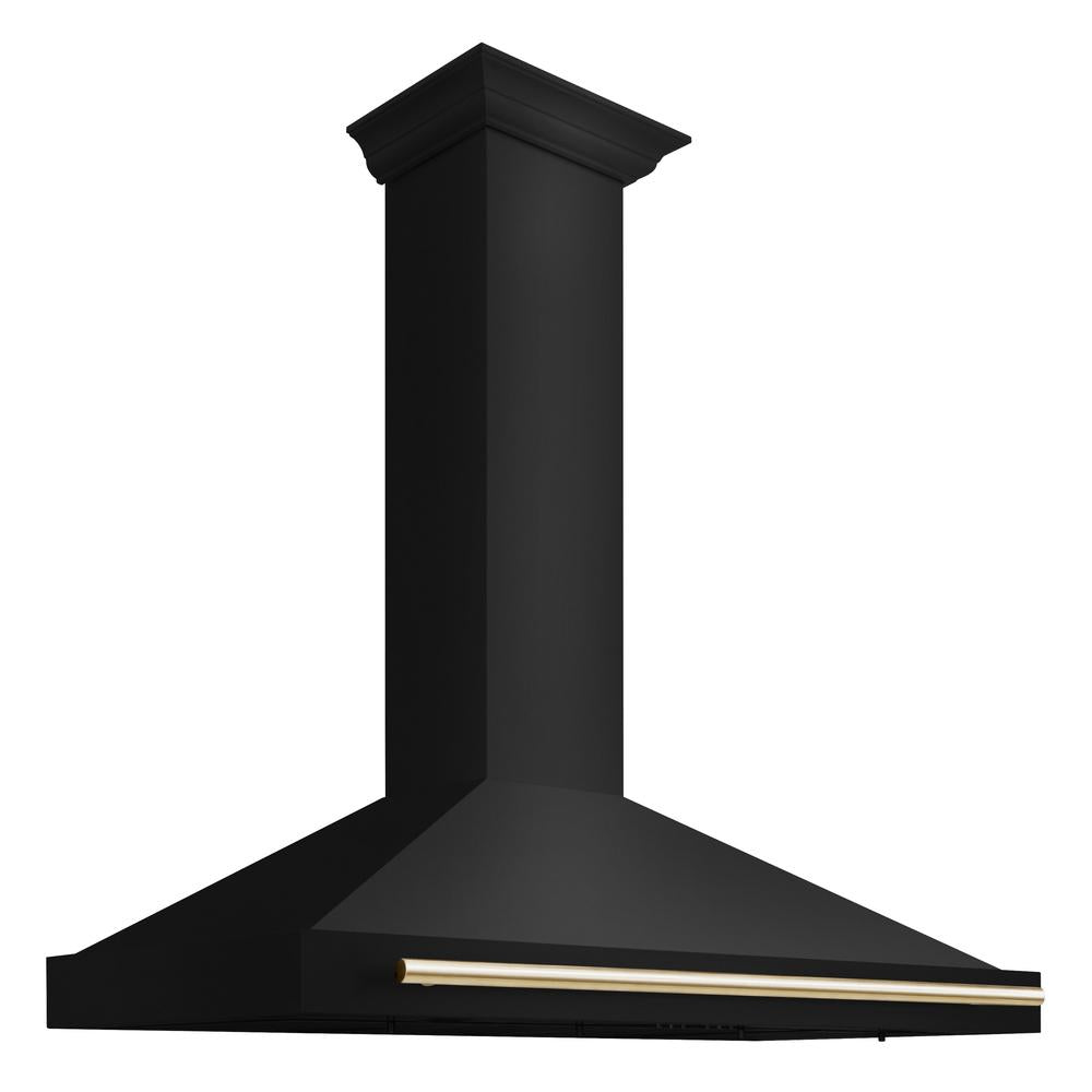 Autograph Edition 48 in. Black Stainless Steel Wall Mount Range Hood With Polished Gold Handle - (BSKB4Z48G) -
