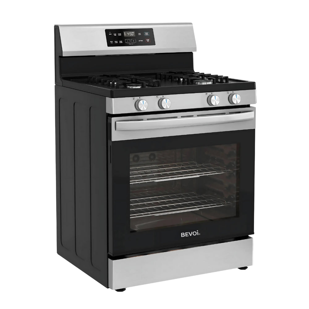 Bevoi BSPGG3003SS 30 inch Freestanding Rear Control OPP Gas Range in Stainless Steel