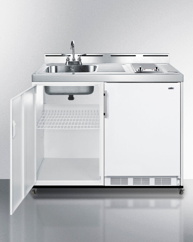48" Wide Mobile All-in-one Kitchenette, No Plumbing Needed - (C48ELGLASSPUMPMB)