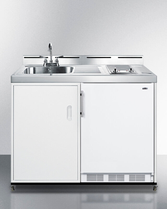 48" Wide Mobile All-in-one Kitchenette, No Plumbing Needed - (C48ELGLASSPUMPMB)