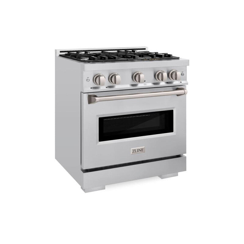 ZLINE 30 in. 4.2 cu. ft. Classic Dual Fuel Range with 4 Burner Gas Cooktop and Electric Convection Oven in Stainless Steel (CDR30) - (CDR30) -