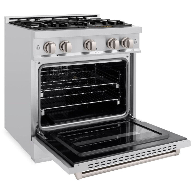 ZLINE 30 in. 4.2 cu. ft. Classic Dual Fuel Range with 4 Burner Gas Cooktop and Electric Convection Oven in Stainless Steel (CDR30) - (CDR30) -