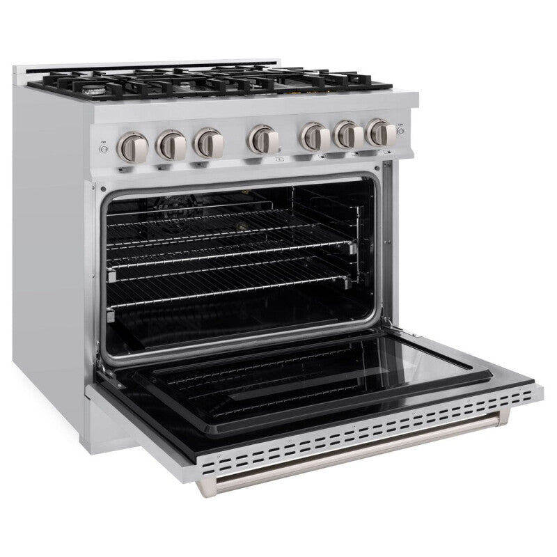 ZLINE 36 in. 5.2 cu. ft. Classic Dual Fuel Range with 6 Burner Gas Cooktop and Electric Convection Oven in Stainless Steel (CDR36) - (CDR36) -