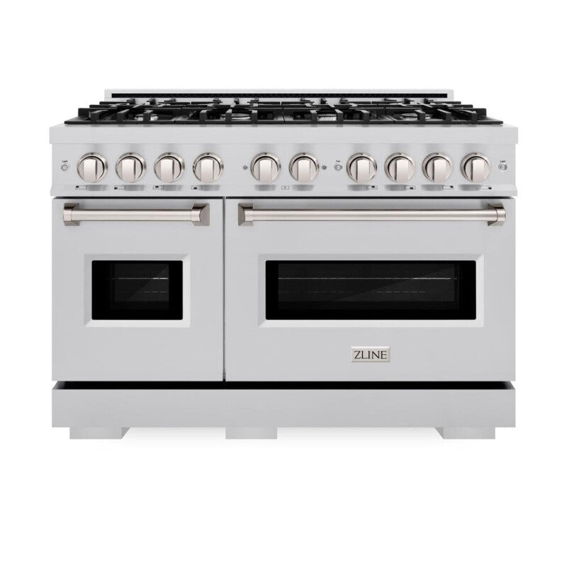 ZLINE 48 in. 6.7 cu. ft. Classic Double Oven Dual Fuel Range with 8 Burner Gas Cooktop in Stainless Steel (CDR48) - (CDR48) -