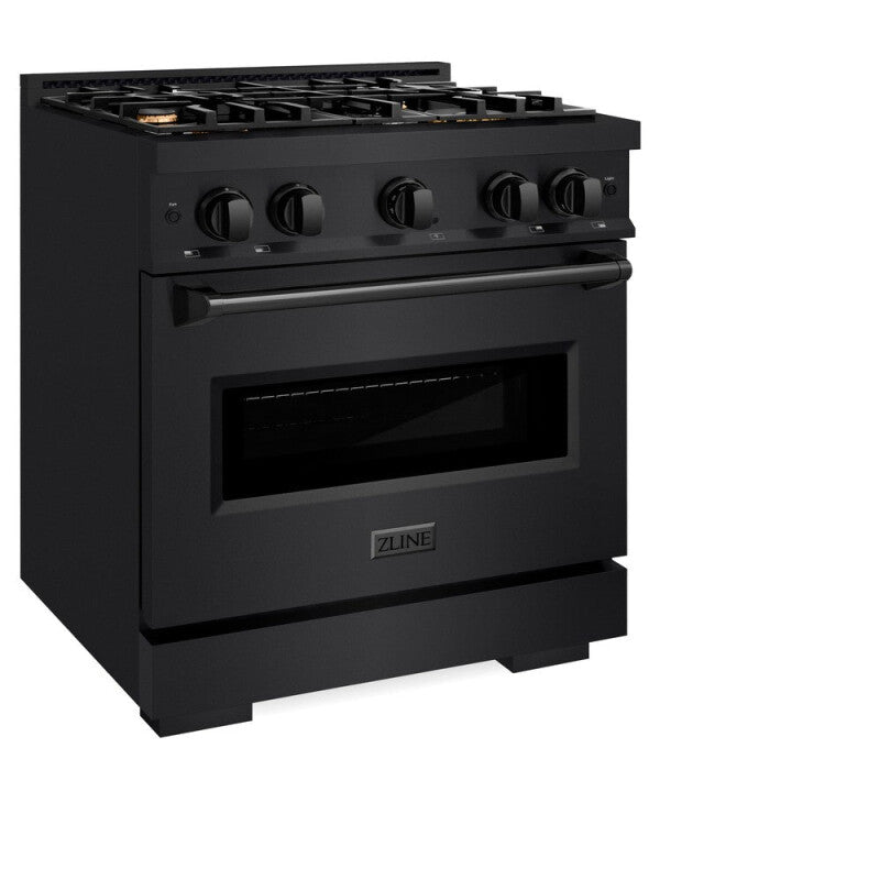 ZLINE 30 in. 4.2 cu. ft. Classic Dual Fuel Range with Gas Cooktop and Electric Convection Oven in Black Stainless Steel with 4 Brass Burners (CDRB-BR-30) - (CDRBBR30) -