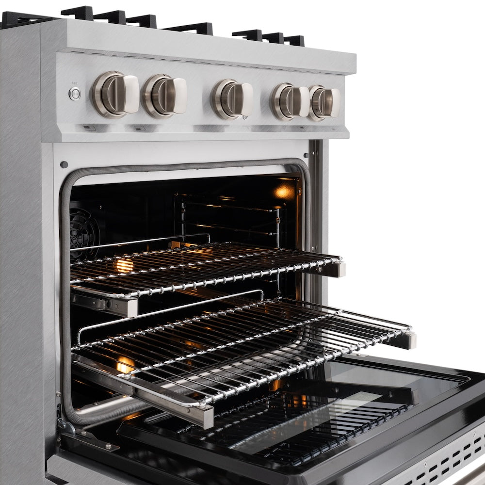 ZLINE 30 in. 4.2 cu. ft. Classic Dual Fuel Range with 4 Burner Gas Cooktop and Electric Convection Oven in DuraSnow® Stainless Steel (CDRS-30) - (CDRS30) -