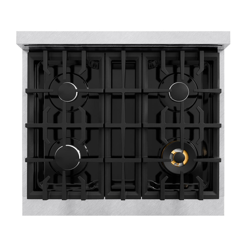 ZLINE 30 in. 4.2 cu. ft. Classic Dual Fuel Range with 4 Burner Gas Cooktop and Electric Convection Oven in DuraSnow® Stainless Steel (CDRS-30) - (CDRS30) -