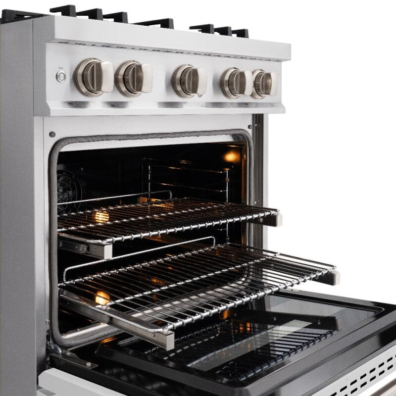 ZLINE 30 in. 4.2 cu. ft. Classic Dual Fuel Range with 4 Burner Gas Cooktop and Electric Convection Oven in Stainless Steel with White Matte Door (CDR-WM-30) - (CDRWM30) -