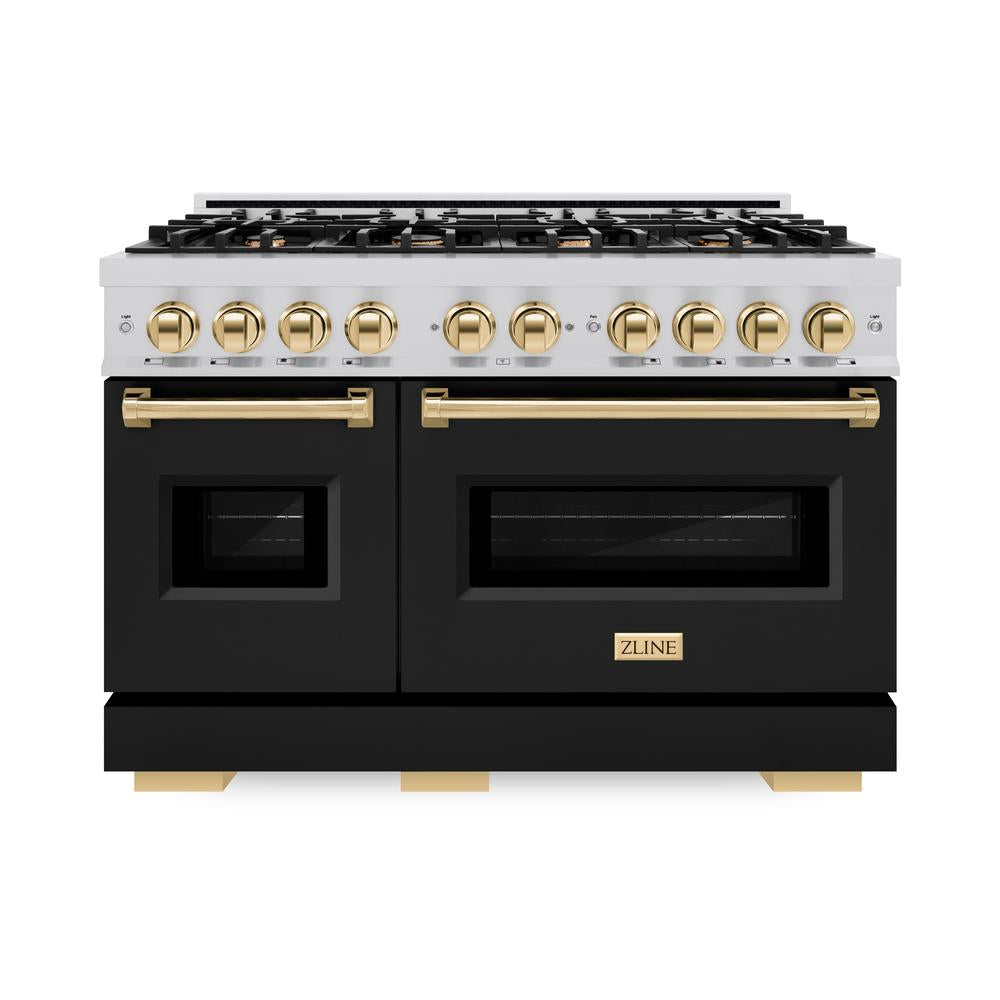 Autograph Edition 48 in. 6.7 cu. ft. Classic Double Oven Dual Fuel Range with 8 Burner Gas Cooktop - (CDRZBLM48G) -