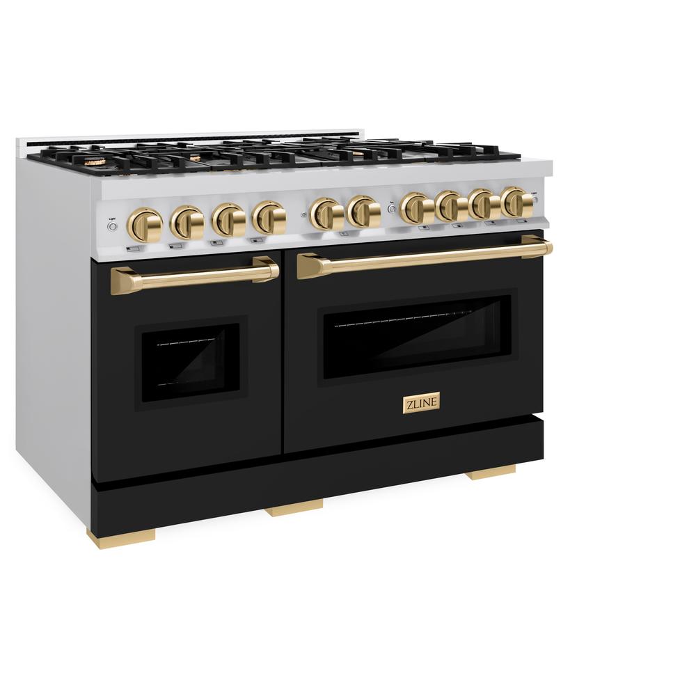 Autograph Edition 48 in. 6.7 cu. ft. Classic Double Oven Dual Fuel Range with 8 Burner Gas Cooktop - (CDRZBLM48G) -