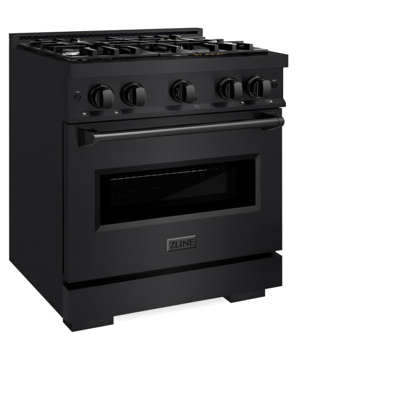 ZLINE 30 in. 4.2 cu. ft. Classic Gas Range with 4 Burner Cooktop and Convection Gas Oven in Black Stainless Steel (CGRB-30) - (CGRB30) -