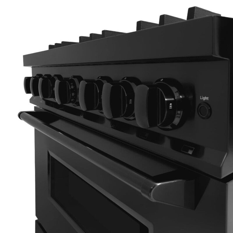 ZLINE 36 in. 5.2 cu. ft. Classic Gas Range with 6 Burner Cooktop and Convection Gas Oven in Black Stainless Steel (CGRB-36) - (CGRB36) -