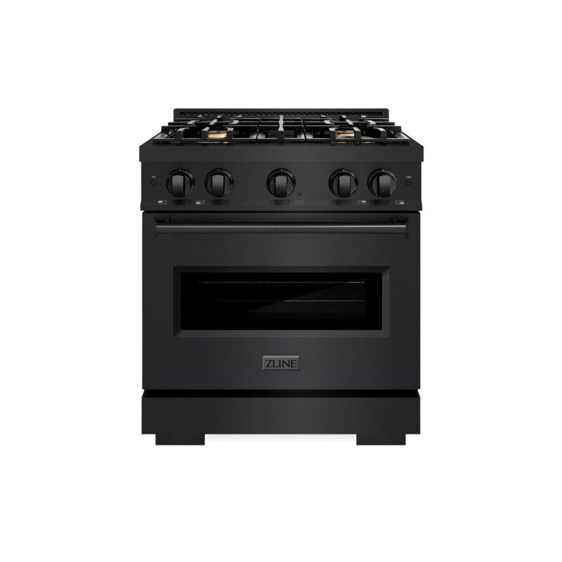 ZLINE 30 in. 4.2 cu. ft. Classic Gas Range with Convection Gas Oven in Black Stainless Steel with 4 Brass Burners (CGRB-BR-30) - (CGRBBR30) -