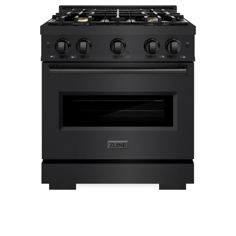 ZLINE 30 in. 4.2 cu. ft. Classic Gas Range with Convection Gas Oven in Black Stainless Steel with 4 Brass Burners (CGRB-BR-30) - (CGRBBR30) -