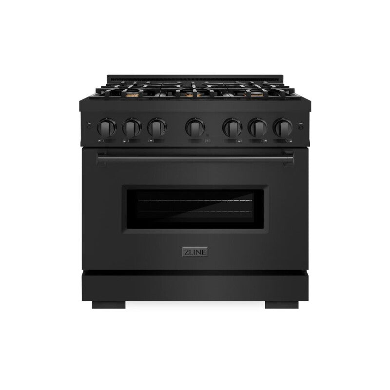 ZLINE 36 in. 5.2 cu. ft. Classic Gas Range with Convection Gas Oven in Black Stainless Steel with 6 Brass Burners (CGRB-BR-36) - (CGRBBR36) -