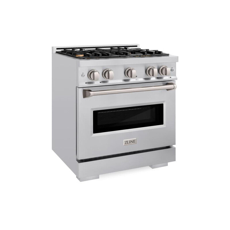 ZLINE 30 in. 4.2 cu. ft. Classic Gas Range with Convection Gas Oven in Stainless Steel with 4 Brass Burners (CGR-BR-30) - (CGRBR30) -