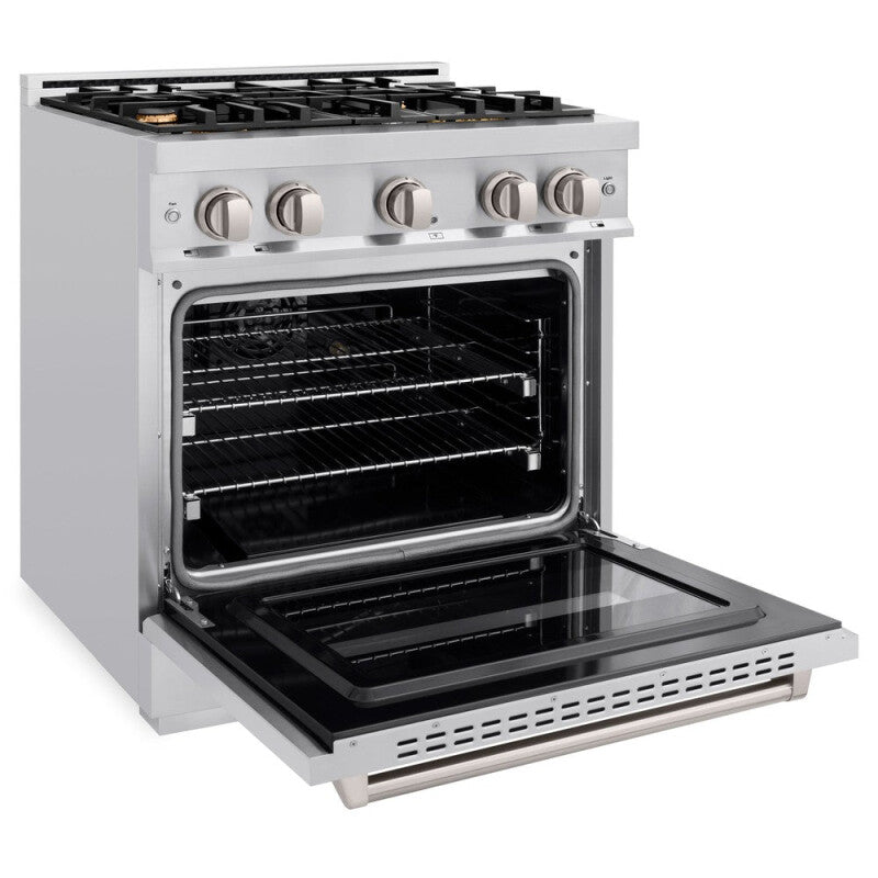 ZLINE 30 in. 4.2 cu. ft. Classic Gas Range with Convection Gas Oven in Stainless Steel with 4 Brass Burners (CGR-BR-30) - (CGRBR30) -