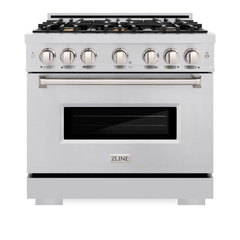 ZLINE 36 in. 5.2 cu. ft. Classic Gas Range with Convection Gas Oven in Stainless Steel with 6 Brass Burners (CGR-BR-36) - (CGRBR36) -