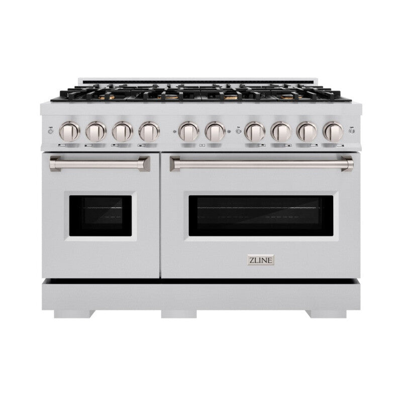 ZLINE 48 in. 6.7 cu. ft. Classic Double Oven Gas Range in Stainless Steel with 8 Brass Burners (CGR-BR-48) - (CGRBR48) -