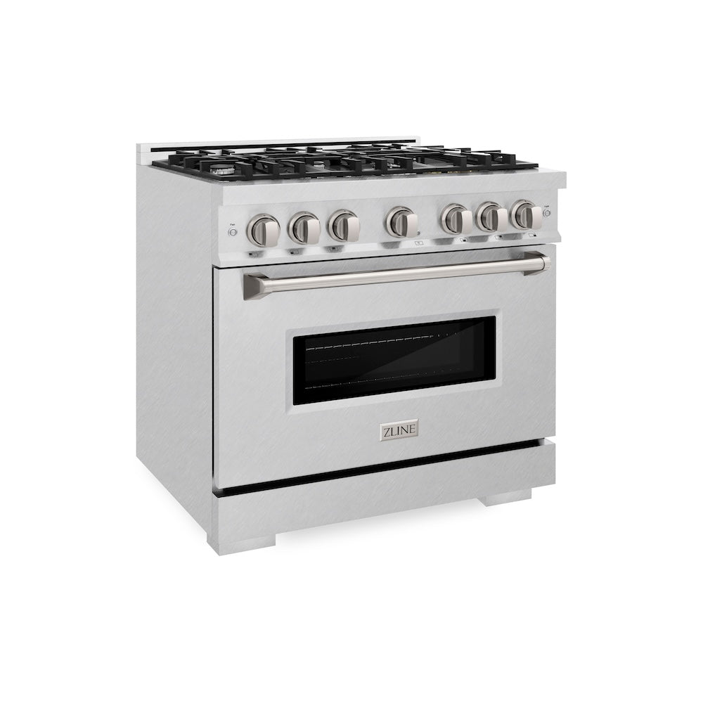 ZLINE 36 in. 5.2 cu. ft. Classic Gas Range with 6 Burner Cooktop and Convection Gas Oven in DuraSnow® Stainless Steel (CGRS-36) - (CGRS36) -
