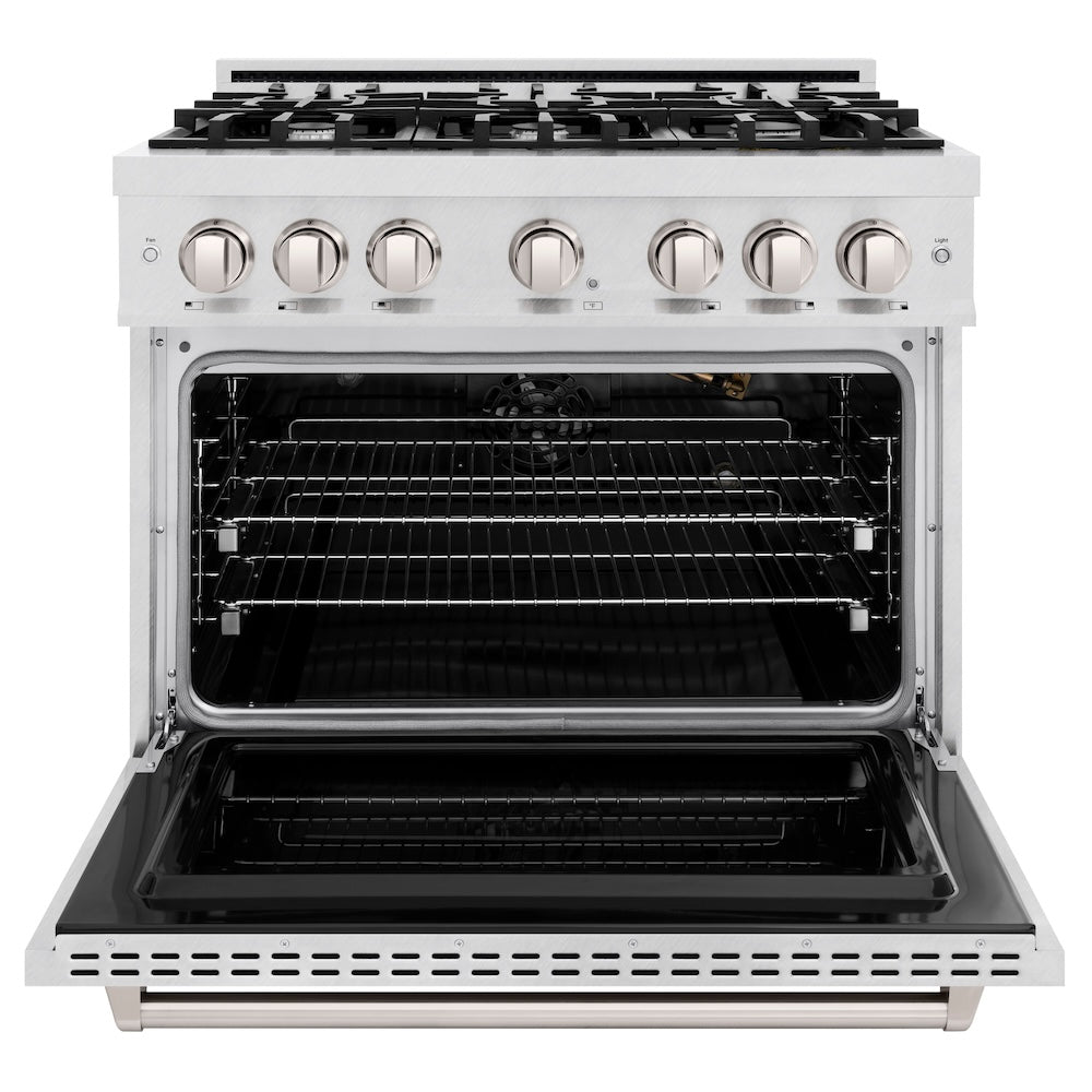 ZLINE 36 in. 5.2 cu. ft. Classic Gas Range with 6 Burner Cooktop and Convection Gas Oven in DuraSnow® Stainless Steel (CGRS-36) - (CGRS36) -