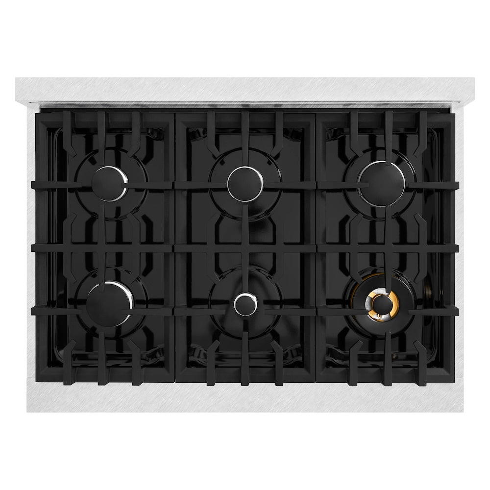 ZLINE 36 in. 5.2 cu. ft. Classic Gas Range with 6 Burner Cooktop and Convection Gas Oven in DuraSnow® Stainless Steel (CGRS-36) - (CGRS36) -