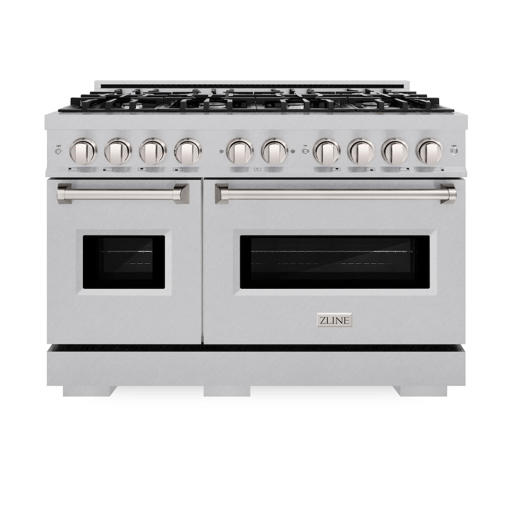 ZLINE 48 in. 6.7 cu. ft. Classic Double Oven Gas Range with 8 Burner Cooktop in DuraSnow® Stainless Steel (CGRS-48) - (CGRS48) -