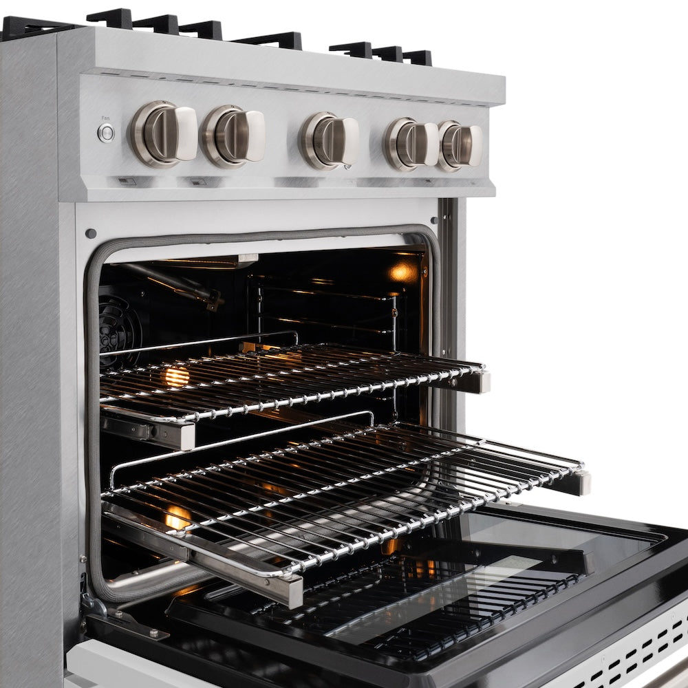ZLINE 30 in. 4.2 cu. ft. Classic Gas Range with 4 Burner Cooktop and Convection Gas Oven in DuraSnow® Stainless Steel with White Matte Door (CGRS-WM-30) - (CGRSWM30) -