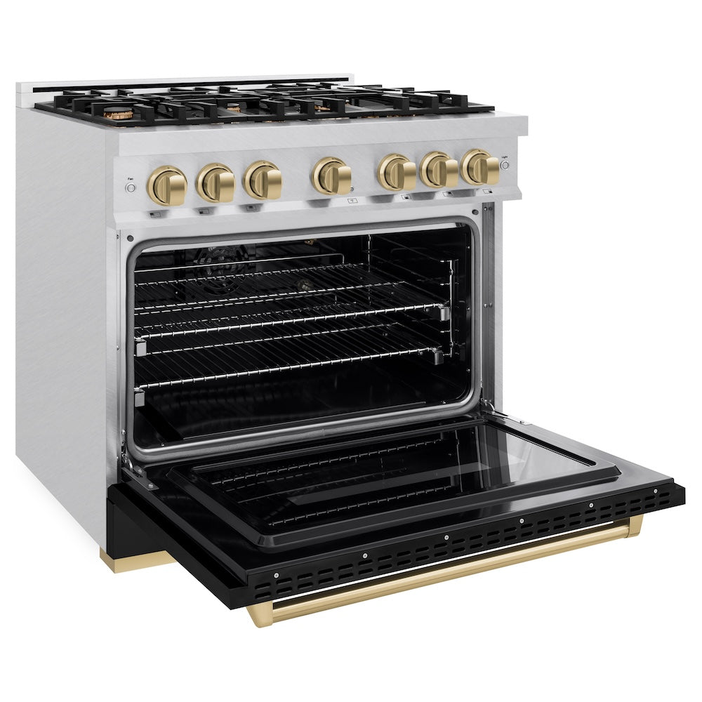 Autograph Edition 36 in. 5.2 cu. ft. Classic Gas Range with 6 Burner Cooktop and Convection Gas Oven - (CGRSZBLM36CB) -