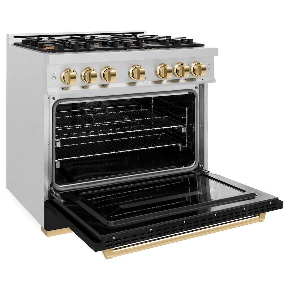 Autograph Edition 36 in. 5.2 cu. ft. Classic Gas Range with 6 Burner Cooktop and Convection Gas Oven - (CGRSZBLM36G) -