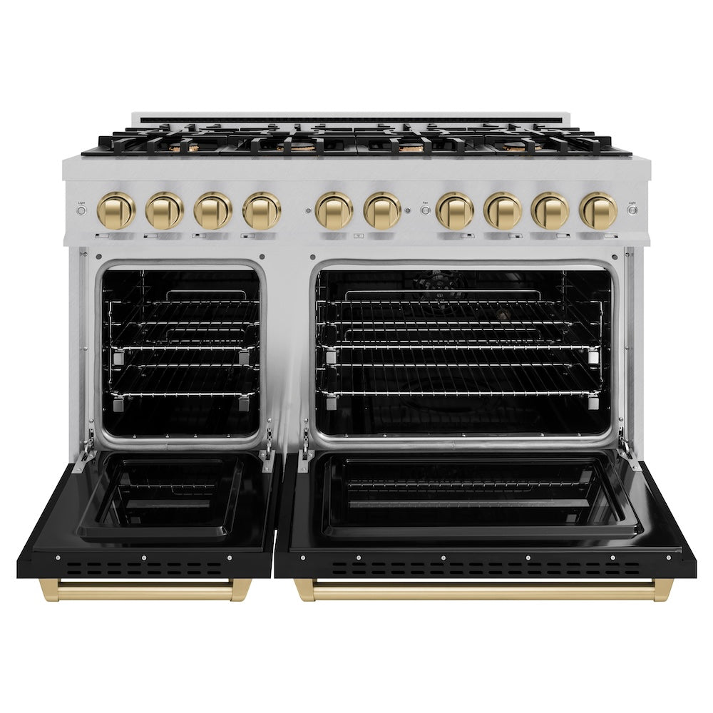 Autograph Edition 48 in. 6.7 cu. ft. Classic Double Oven Gas Range with 8 Burner Cooktop - (CGRSZBLM48CB) -