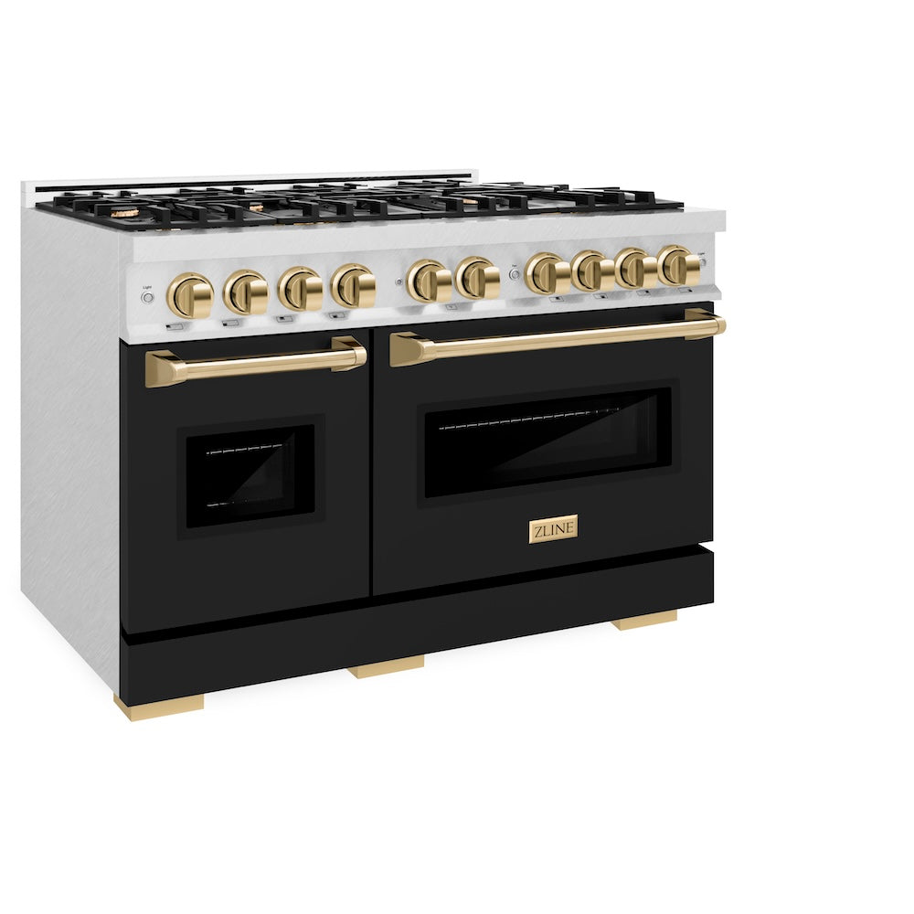 Autograph Edition 48 in. 6.7 cu. ft. Classic Double Oven Gas Range with 8 Burner Cooktop - (CGRSZBLM48G) -