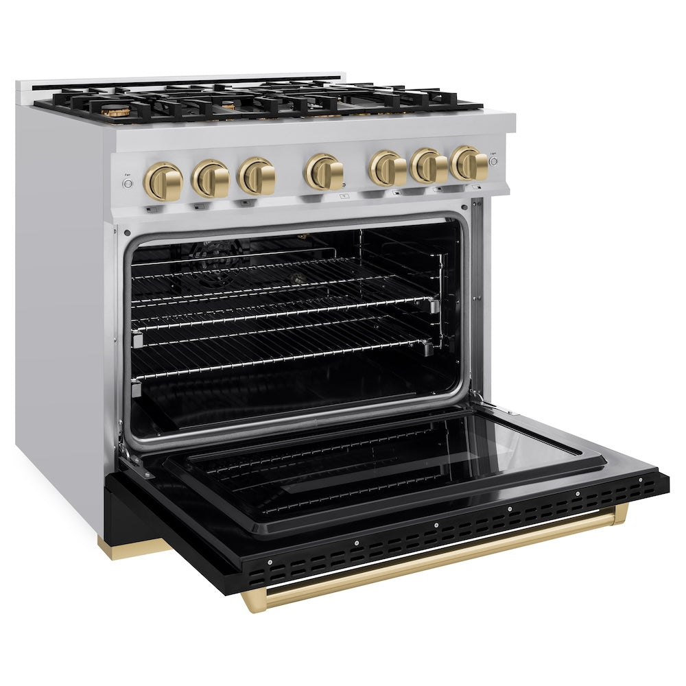 Autograph Edition 36 in. 5.2 cu. ft. Classic Gas Range with 6 Burner Cooktop and Convection Gas Oven - (CGRZBLM36CB) -