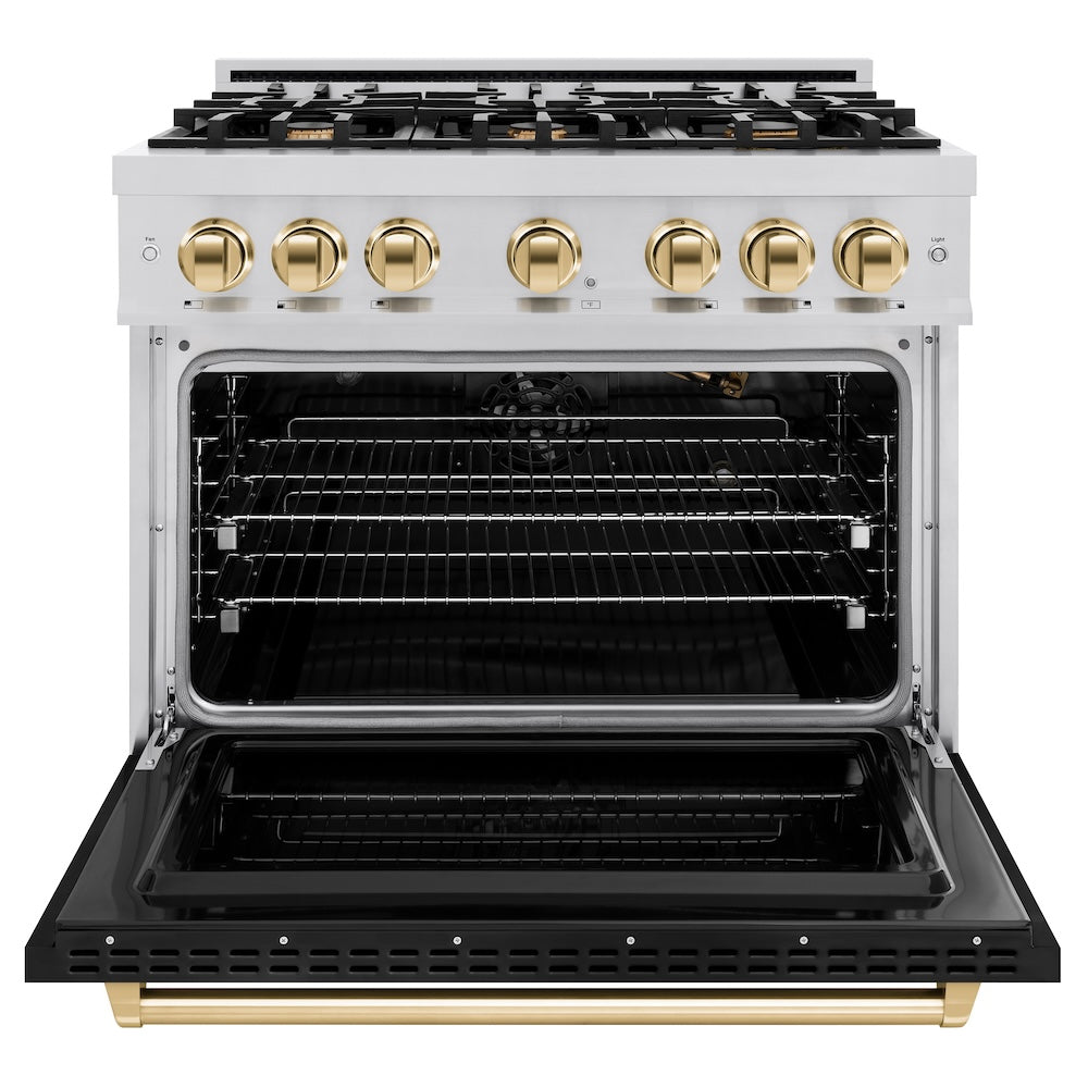 Autograph Edition 36 in. 5.2 cu. ft. Classic Gas Range with 6 Burner Cooktop and Convection Gas Oven - (CGRZBLM36G) -
