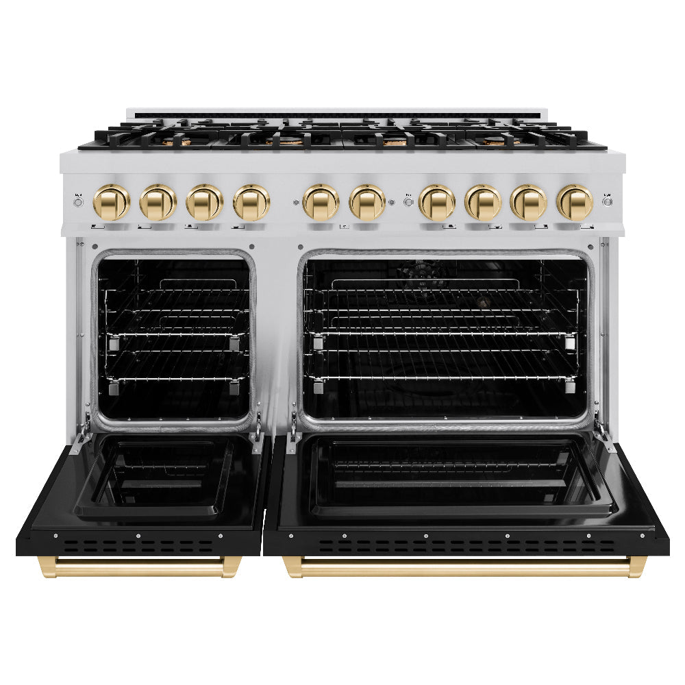 Autograph Edition 48 in. 6.7 cu. ft. Classic Double Oven Gas Range with 8 Burner Cooktop - (CGRZBLM48G) -