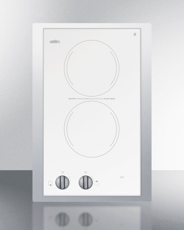 15" Wide 230v 2-burner Radiant Cooktop - (CR2220WHTK15) - SUMMIT