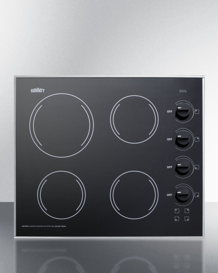 24" Wide 230v 4-burner Radiant Cooktop - (CR425BL) - SUMMIT